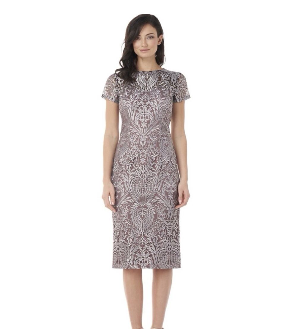 JS Collections Purple Gray Short Sleeve Dress Size 8 NWT